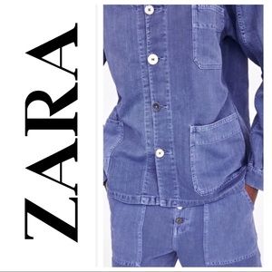 Zara V-Neck Oversized Denim Jacket